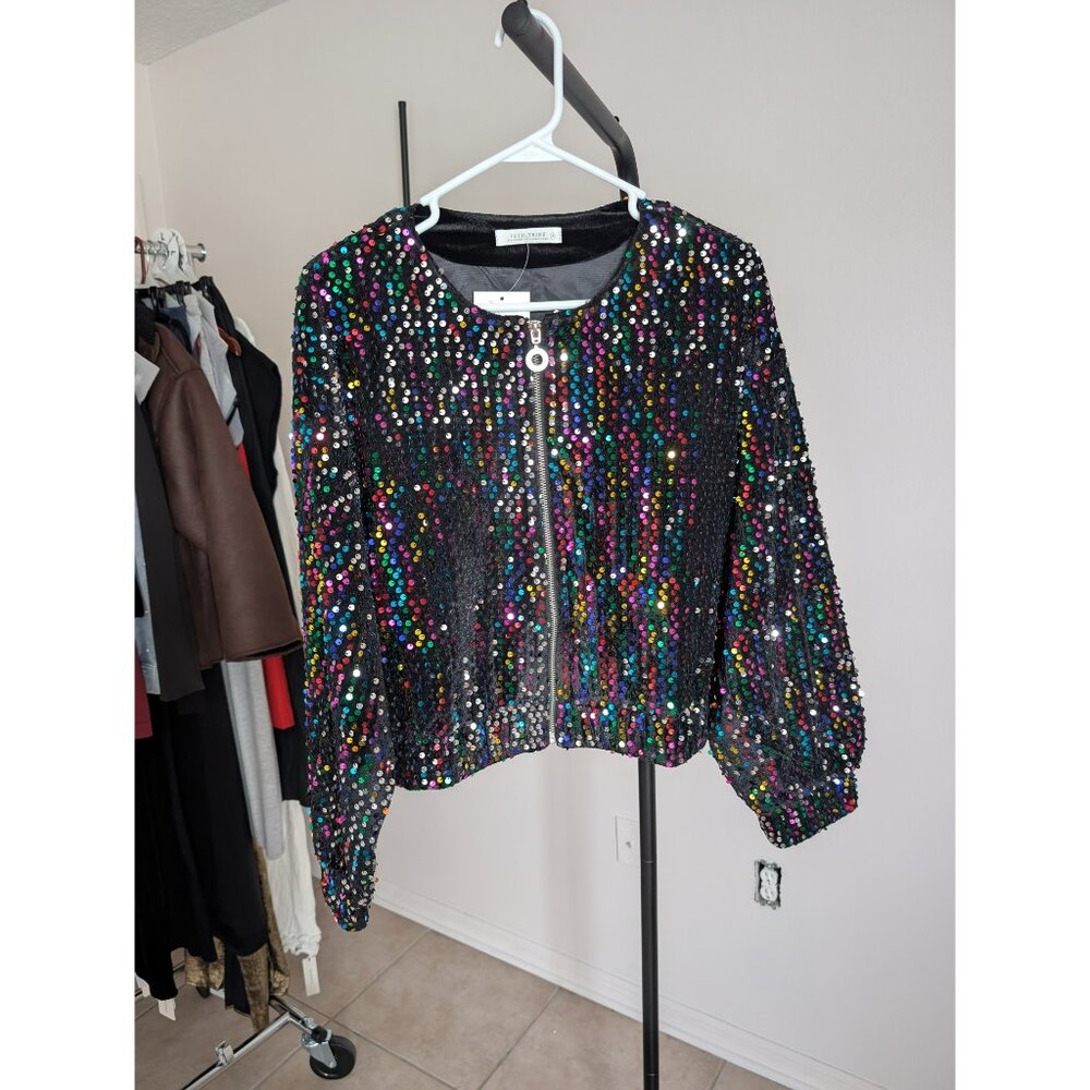 #287 12th Tribe Ozzy Multi Sequin Zip Up Jacket - Picture 4 of 6